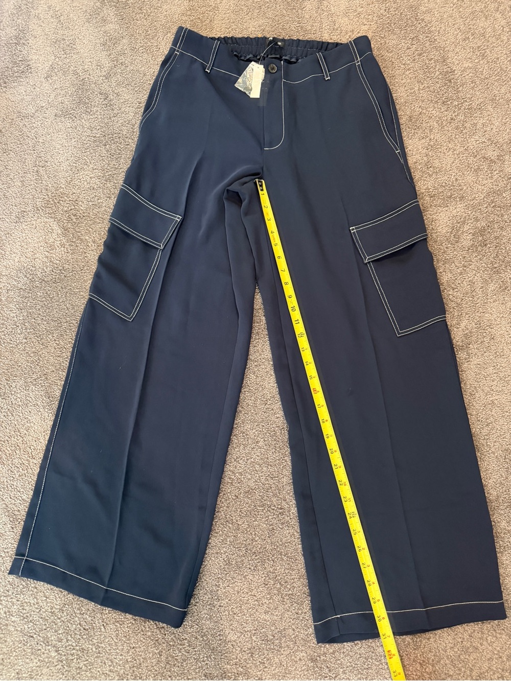 Madewell NWT Navy Wide-Leg Cargo Trouser dress pants